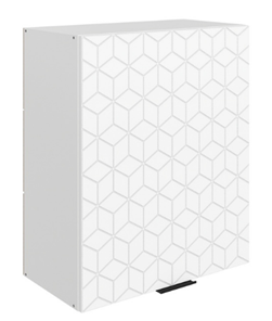 Кухонный навесной шкаф Стоун L600 Н720 (1 дв. гл.) с фрезировкой (белый/джелато софттач) в Южно-Сахалинске - предосмотр