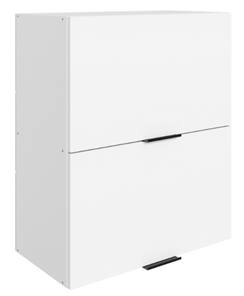 Кухонный навесной шкаф Стоун L600 Н720 (2 дв. гл. гориз.) (белый/джелато софттач) в Южно-Сахалинске