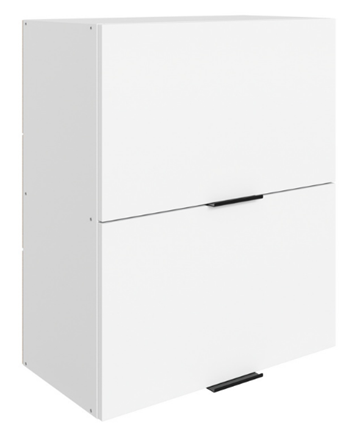 Кухонный навесной шкаф Стоун L600 Н720 (2 дв. гл. гориз.) (белый/джелато софттач) в Южно-Сахалинске - изображение