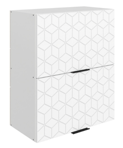 Кухонный шкаф Стоун L600 Н720 (2 дв. гл. гориз.) с фрезировкой (белый/джелато софттач) в Южно-Сахалинске - предосмотр