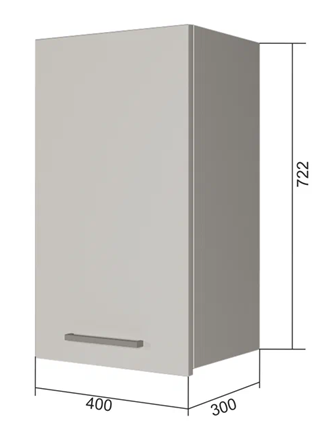 Навесной кухонный шкаф В7 40, Сатин/Белый в Южно-Сахалинске - изображение