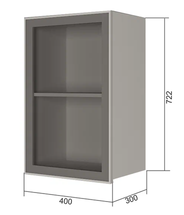 Навесной шкаф В7 40, Стекло/Антрацит в Южно-Сахалинске - изображение