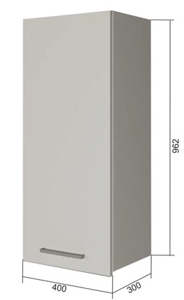 Кухонный навесной шкаф В9 40, Сатин/Белый в Южно-Сахалинске - изображение