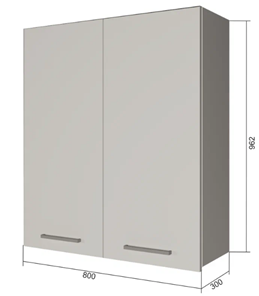 Навесной кухонный шкаф В9 80, МДФ Меренга/Антрацит в Южно-Сахалинске - предосмотр