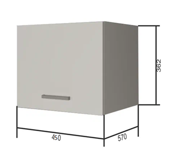 Кухонный шкаф ВГ45Г, Белое гладкое Ламарти/Антрацит в Южно-Сахалинске - предосмотр