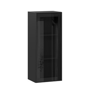 Кухонный навесной шкаф высокий со стеклом 400 Индиго ЛД 298.420.000.068, Чёрный/Чёрный в Южно-Сахалинске