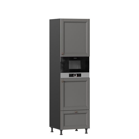 Шкаф-пенал кухонный для посуды Амели-3 600 с 4 дверями ЛД 299.470.000.054, Черный/Оникс серый в Южно-Сахалинске - изображение 3
