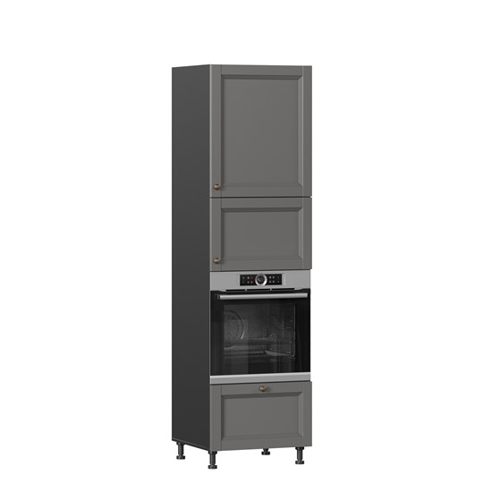 Шкаф-пенал кухонный для посуды Амели-3 600 с 4 дверями ЛД 299.470.000.054, Черный/Оникс серый в Южно-Сахалинске - изображение 6