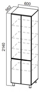 Шкаф-пенал распашной Стайл, П600г(2140), МДФ в Южно-Сахалинске