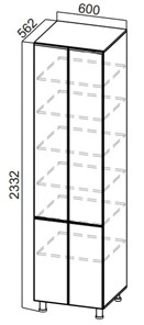 Шкаф-пенал кухонный Стайл, П600г(2332), МДФ в Южно-Сахалинске - предосмотр