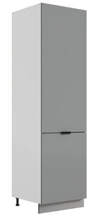 Шкаф-пенал Стоун L600 под холодильник (2 дв.гл.) (белый/оникс софттач) в Южно-Сахалинске - изображение
