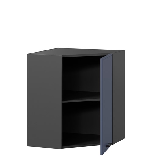 Шкаф угловой настенный Индиго ЛД 298.610.000.158, Чёрный/Тёмно-синий в Южно-Сахалинске - изображение 1