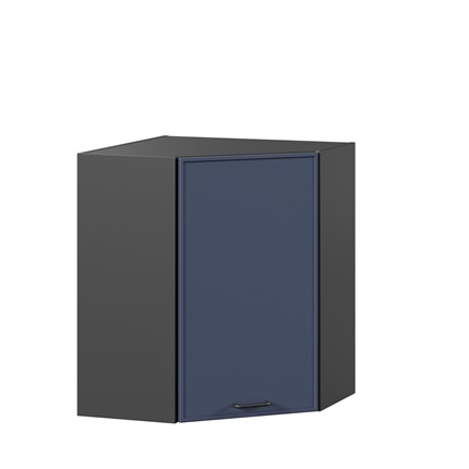 Шкаф угловой настенный Индиго ЛД 298.610.000.158, Чёрный/Тёмно-синий в Южно-Сахалинске - изображение