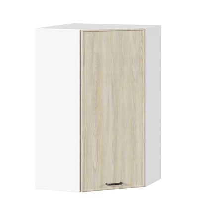Шкаф угловой настенный высокий Индиго ЛД 298.620.000.033, Белый/Дуб Мадейра топаз в Южно-Сахалинске - изображение