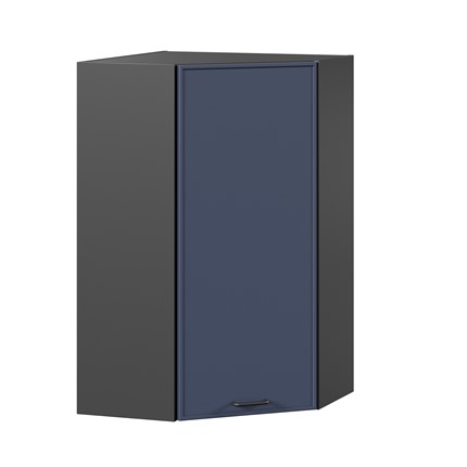 Угловой настенный шкаф высокий Индиго ЛД 298.620.000.159, Чёрный/Тёмно-синий в Южно-Сахалинске - изображение
