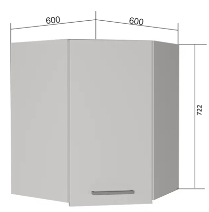 Кухонный шкаф угловой ВУ7, Сатин/Белый в Южно-Сахалинске - изображение