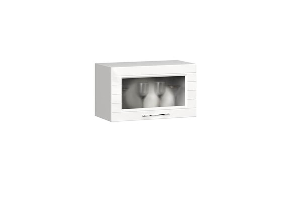 Кухонный шкаф для вытяжки Анастасия 600 стекло 002.521.000 белый глянец в Южно-Сахалинске - изображение
