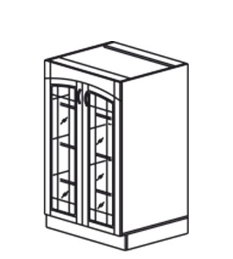 Кухонный шкаф Кантри хозяйственный (буфет со стеклом) 1320*600*525 мм в Южно-Сахалинске - изображение