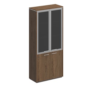 Шкаф для документов Velar, дуб табачный, со стеклянными дверьми (94х41х212) ВЛ 343 в Южно-Сахалинске