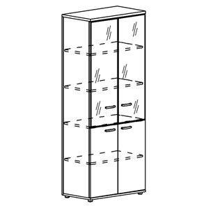 Шкаф для документов Albero, со стеклянными дверьми в рамке (задняя стенка ДСП) (78х36,4х193) в Южно-Сахалинске