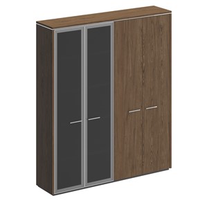 Шкаф для документов Velar, дуб табачный, (для одежды+с высокими стеклянными дверьми (183х41х212) ВЛ 357 в Южно-Сахалинске