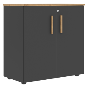 Шкаф широкий низкий с малыми дверцами FORTA Графит-Дуб Гамильтон  FLC 80.1(Z) (798х404х801) в Южно-Сахалинске