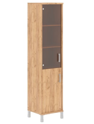Шкаф для бумаг Born В-431.5 L левый колонка комбинированная стекло тонированное 475х450х2054 мм, Дуб Бофорд в Южно-Сахалинске - изображение