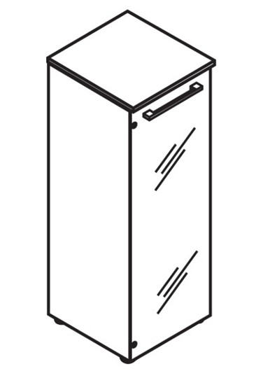 Шкаф средний  со стеклянной дверцей MORRIS Дуб Базель/Белый MMC 42 (429х423х1188) в Южно-Сахалинске - изображение 2