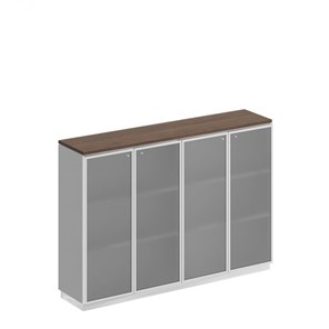 Шкаф для документов средний City, со стеклянными дверьми в рамке, дуб гладстоун / белый премиум 180.2x40x124.6, СИ 321 ДГ БП ХР в Южно-Сахалинске