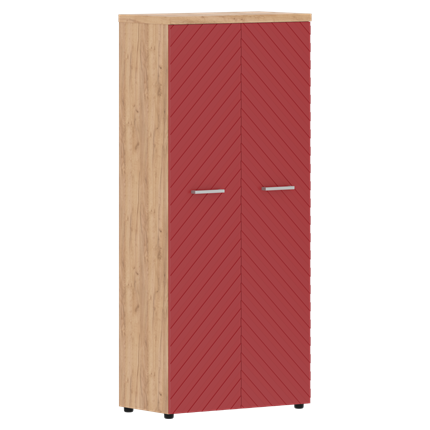 Шкаф с дверцами TORR LUX TLHC 85.1 с глухими дверьми и топом 854х452х1958 Дуб Бофорд/ Красный в Южно-Сахалинске - изображение