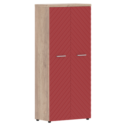 Шкаф с дверцами TORR LUX TLHC 85.1 с глухими дверьми и топом 854х452х1958 Дуб Каньон/ Красный в Южно-Сахалинске - изображение