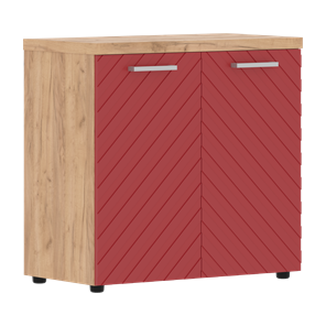 Шкаф TORR LUX TLLC 85.1 с глухими малыми дверьми и топом 854х452х833 Дуб Бофорд / Красный в Южно-Сахалинске