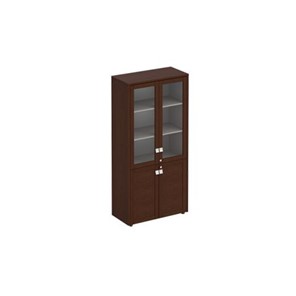 Шкаф со стеклянными дверьми высокий Премьер, венге темный (96х46х198) ПР 343 в Южно-Сахалинске
