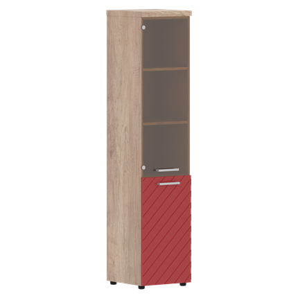 Шкаф-стеллаж TORR LUX TLHC 42.2 L колонка комбинированная с топом 435х452х1958 Дуб Каньон/ Красный в Южно-Сахалинске - изображение