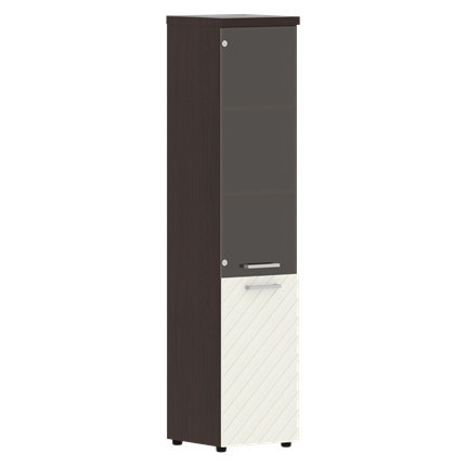 Стеллаж с дверью TORR LUX TLHC 42.2 L колонка комбинированная с топом 435х452х1958 Венге/ Латте в Южно-Сахалинске - изображение