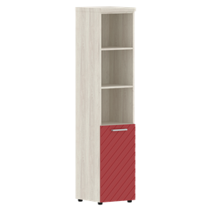 Шкаф-стеллаж TORR LUX TLHC 42.5 L колонка с глухой малой дверью и топом 435х452х1958 Сосна Эдмонт/ Красный в Южно-Сахалинске