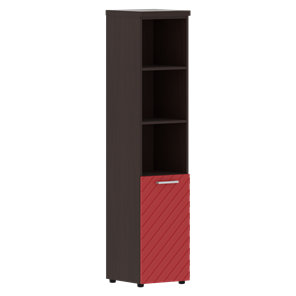 Стеллаж с дверью TORR LUX TLHC 42.5 R колонка с глухой малой дверью и топом 435х452х1958 Венге/ Красный в Южно-Сахалинске