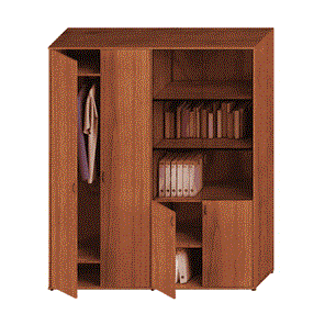 Шкаф офисный комбинированный Престиж, одежда/стекло, темный орех, 175x46x203, Исп.60 в Южно-Сахалинске