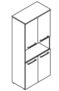 Шкаф колонка  с короткими глухими дверьми MORRIS  Дуб Базель/Белый MHC 85.4 (854х423х1956) в Южно-Сахалинске - предосмотр 1