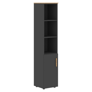 Шкаф колонна высокий с глухой малой дверью левой FORTA Графит-Дуб Гамильтон  FHC 40.5 (L) (399х404х1965) в Южно-Сахалинске