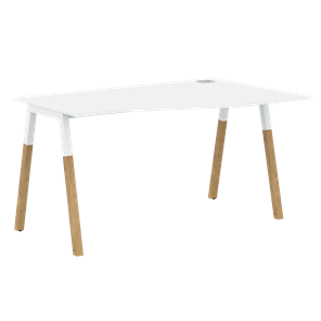 Письменный стол правый FORTA Белый-Белый-Бук  FCT 1367 (R) (1380х900(670)х733) в Южно-Сахалинске