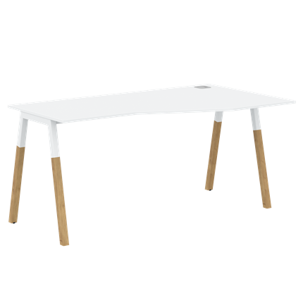 Письменный стол правый FORTA Белый-Белый-Бук  FCT 1567  (R) (1580х900(670)х733) в Южно-Сахалинске - изображение