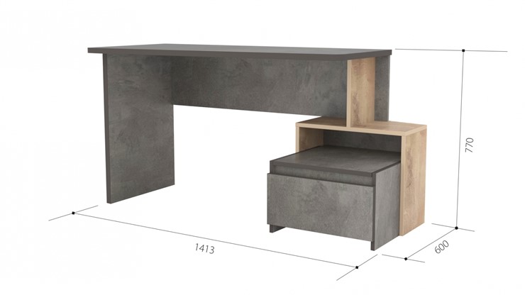 Письменный стол СП-5, Камень темный / Дуб Эльза, правый в Южно-Сахалинске - изображение 1