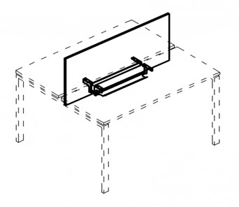 Экран настольный фронтальный для стола 100 с двумя кабель-каналами А4, (165x50x1.8) белый премиум / металлокаркас белый, А4 Б 849 БП в Южно-Сахалинске