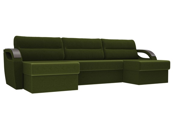 Большой П-образный диван Форсайт, Зеленый (микровельвет) в Южно-Сахалинске - изображение