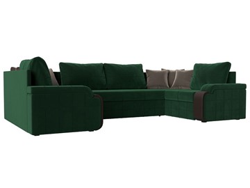 П-образный диван Николь, Зеленый/Коричневый/Коричневый (велюр/экокожа) в Южно-Сахалинске