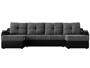 П-образный диван Меркурий П, Серый/черный (рогожка/экокожа) в Южно-Сахалинске - предосмотр 1