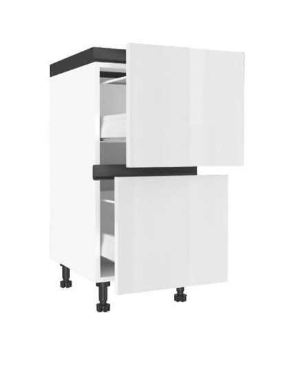 Кухонная тумба 400 Шервуд, ЛД 281.590.000.149, 2 ящика Люкс (4), Белый/Белый глянец в Южно-Сахалинске - изображение 1