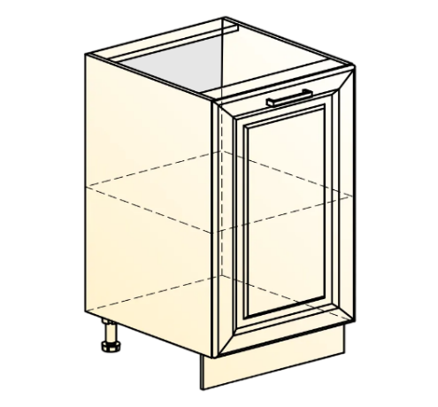 Кухонная тумба Атланта L400 (1 дв. гл.) эмаль (белый/белый глянец патина золото) в Южно-Сахалинске - изображение 1