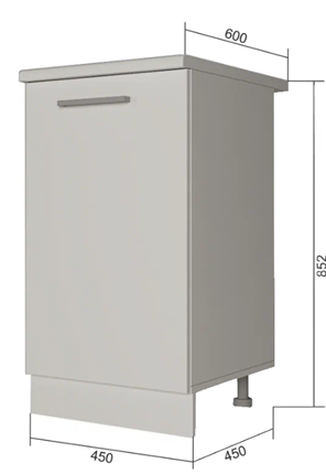 Кухонная тумба Н 45, Сатин/Белый в Южно-Сахалинске - изображение